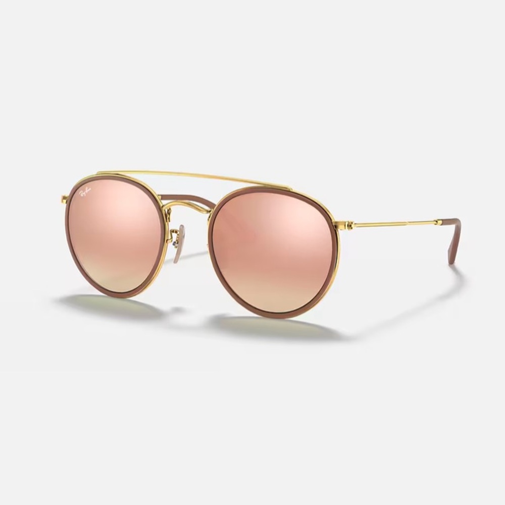 Ray-Ban Round Double Bridge Polished Arista Gold Women's Sunglasses